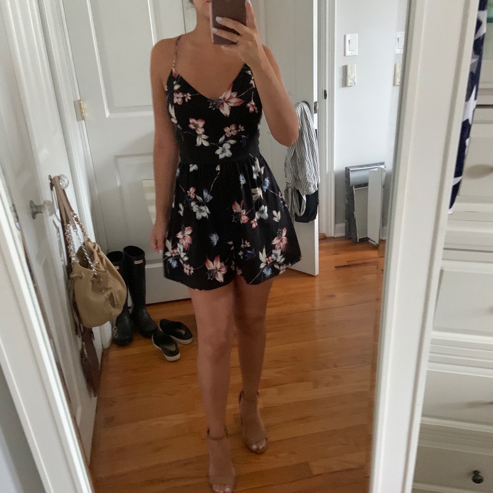 Aqua floral romper